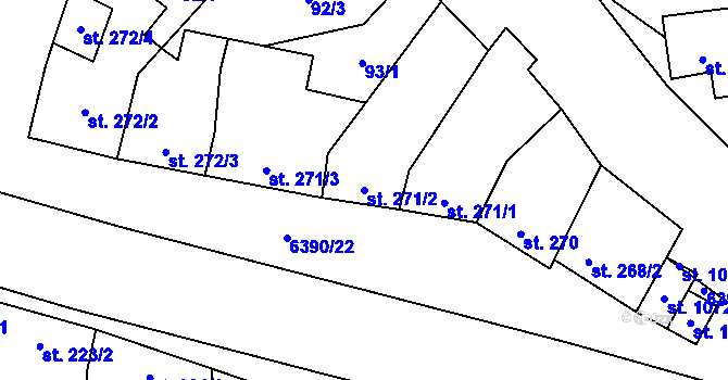 Parcela st. 271/2 v KÚ Blatnice pod Svatým Antonínkem, Katastrální mapa