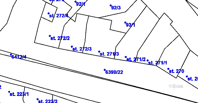 Parcela st. 271/3 v KÚ Blatnice pod Svatým Antonínkem, Katastrální mapa
