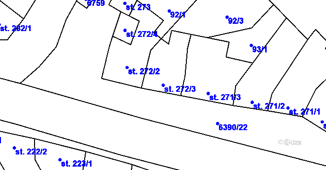 Parcela st. 272/3 v KÚ Blatnice pod Svatým Antonínkem, Katastrální mapa