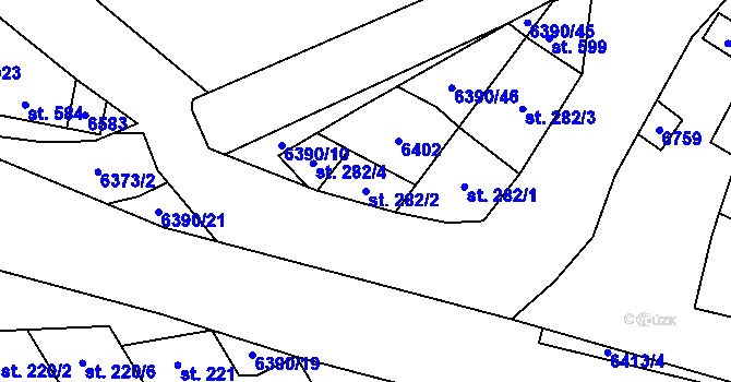 Parcela st. 282/2 v KÚ Blatnice pod Svatým Antonínkem, Katastrální mapa