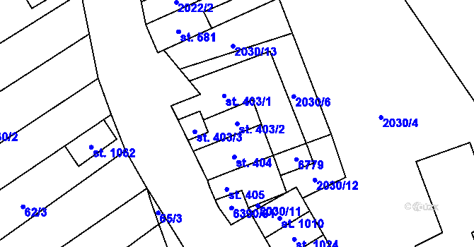 Parcela st. 403/2 v KÚ Blatnice pod Svatým Antonínkem, Katastrální mapa