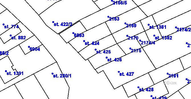 Parcela st. 425 v KÚ Blatnice pod Svatým Antonínkem, Katastrální mapa