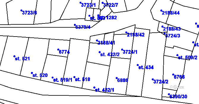 Parcela st. 432/2 v KÚ Blatnice pod Svatým Antonínkem, Katastrální mapa