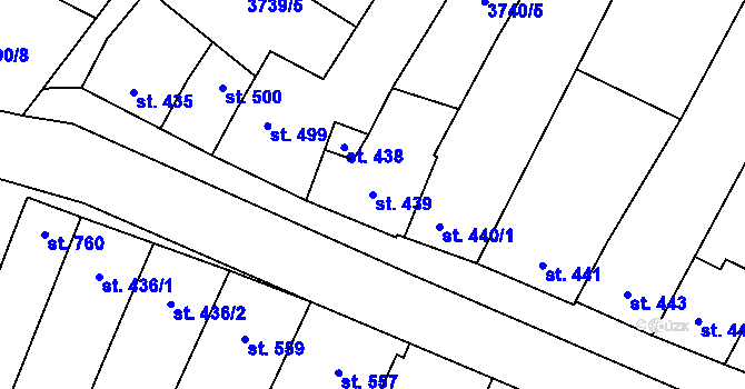Parcela st. 439 v KÚ Blatnice pod Svatým Antonínkem, Katastrální mapa