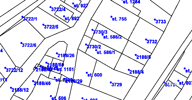 Parcela st. 586/1 v KÚ Blatnice pod Svatým Antonínkem, Katastrální mapa