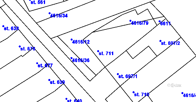 Parcela st. 711 v KÚ Blatnice pod Svatým Antonínkem, Katastrální mapa