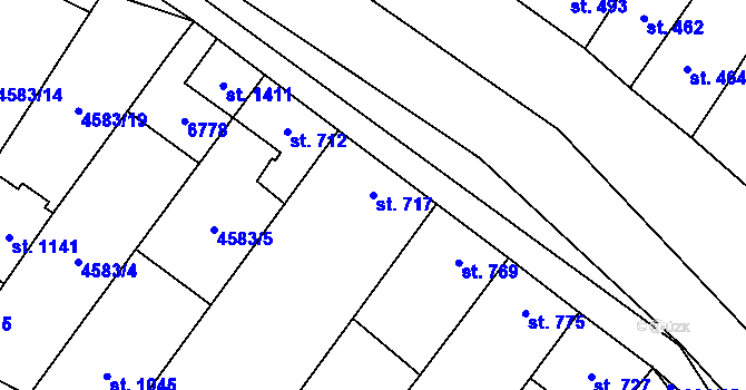 Parcela st. 717 v KÚ Blatnice pod Svatým Antonínkem, Katastrální mapa