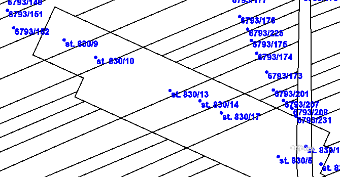 Parcela st. 830 v KÚ Blatnice pod Svatým Antonínkem, Katastrální mapa