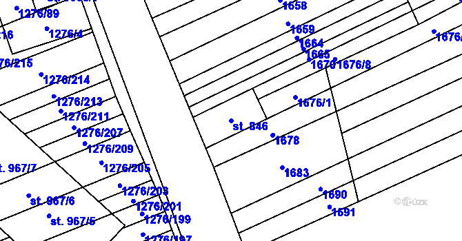Parcela st. 846 v KÚ Blatnice pod Svatým Antonínkem, Katastrální mapa