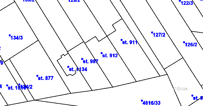Parcela st. 912 v KÚ Blatnice pod Svatým Antonínkem, Katastrální mapa