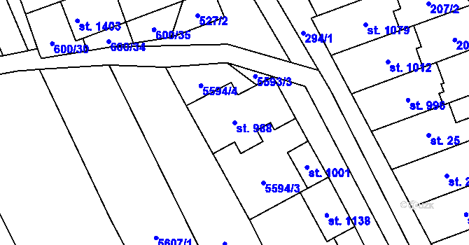 Parcela st. 988 v KÚ Blatnice pod Svatým Antonínkem, Katastrální mapa