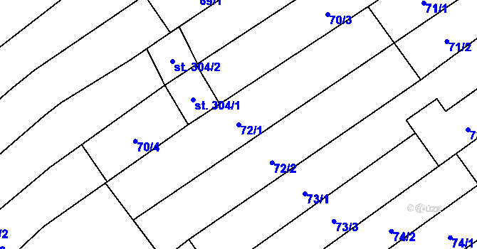 Parcela st. 72/1 v KÚ Blatnice pod Svatým Antonínkem, Katastrální mapa