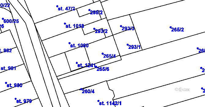 Parcela st. 265/4 v KÚ Blatnice pod Svatým Antonínkem, Katastrální mapa