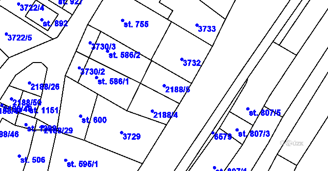Parcela st. 2188/5 v KÚ Blatnice pod Svatým Antonínkem, Katastrální mapa
