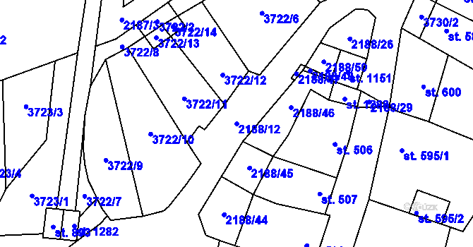 Parcela st. 2188/12 v KÚ Blatnice pod Svatým Antonínkem, Katastrální mapa