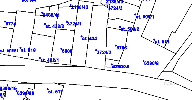 Parcela st. 3724/2 v KÚ Blatnice pod Svatým Antonínkem, Katastrální mapa