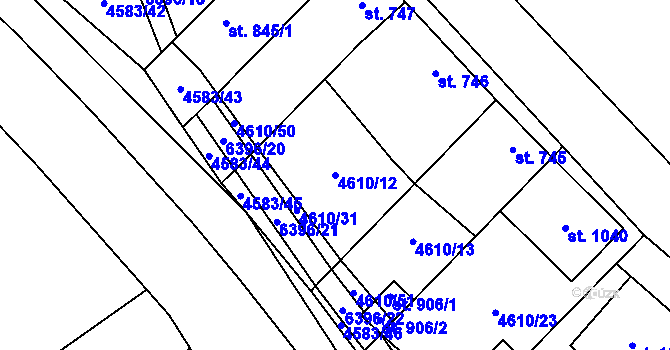 Parcela st. 4610/12 v KÚ Blatnice pod Svatým Antonínkem, Katastrální mapa