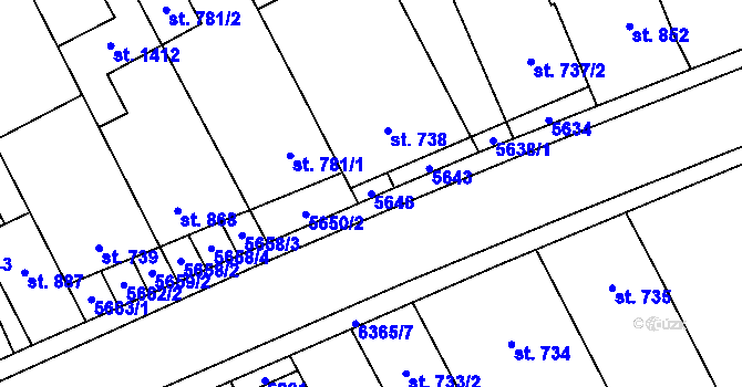 Parcela st. 5646 v KÚ Blatnice pod Svatým Antonínkem, Katastrální mapa