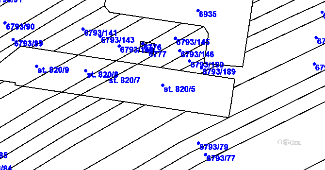Parcela st. 820/5 v KÚ Blatnice pod Svatým Antonínkem, Katastrální mapa