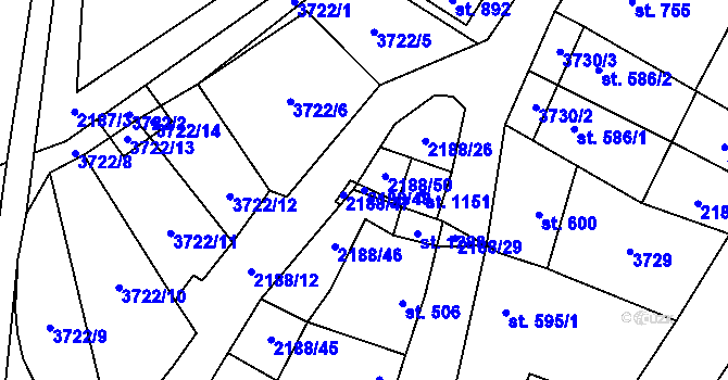 Parcela st. 2188/48 v KÚ Blatnice pod Svatým Antonínkem, Katastrální mapa