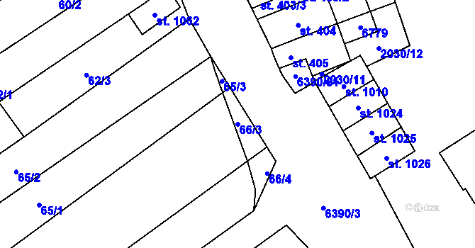 Parcela st. 66/3 v KÚ Blatnice pod Svatým Antonínkem, Katastrální mapa