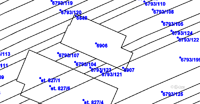 Parcela st. 828/1 v KÚ Blatnice pod Svatým Antonínkem, Katastrální mapa