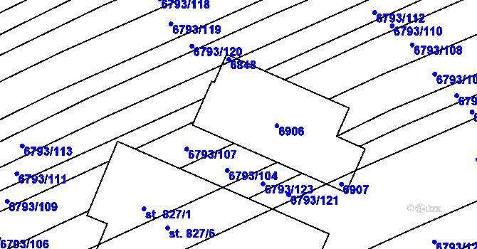 Parcela st. 828/2 v KÚ Blatnice pod Svatým Antonínkem, Katastrální mapa