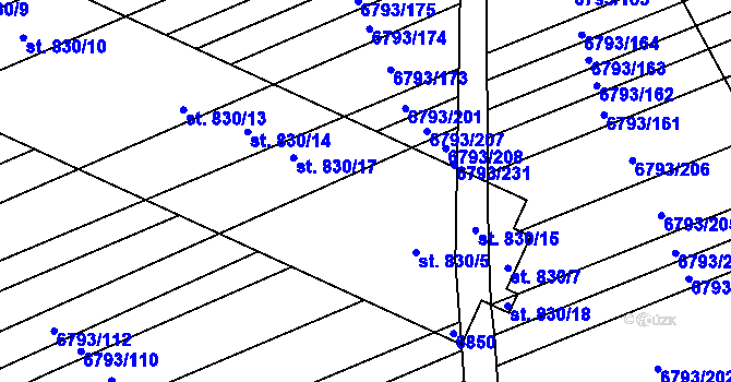 Parcela st. 830/2 v KÚ Blatnice pod Svatým Antonínkem, Katastrální mapa