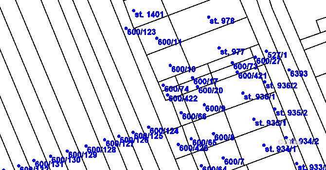 Parcela st. 600/74 v KÚ Blatnice pod Svatým Antonínkem, Katastrální mapa