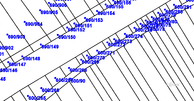 Parcela st. 600/271 v KÚ Blatnice pod Svatým Antonínkem, Katastrální mapa