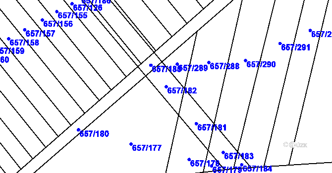 Parcela st. 657/182 v KÚ Blatnice pod Svatým Antonínkem, Katastrální mapa