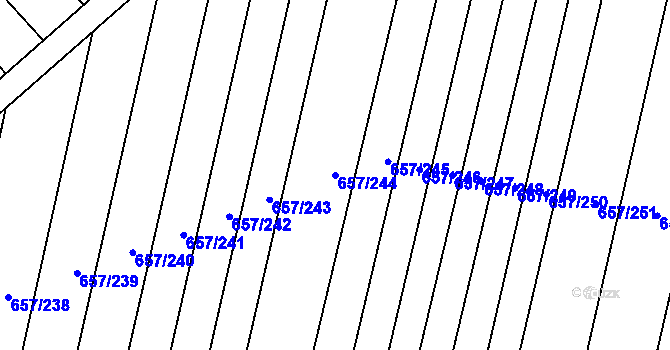 Parcela st. 657/244 v KÚ Blatnice pod Svatým Antonínkem, Katastrální mapa