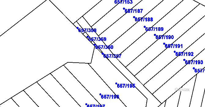 Parcela st. 657/357 v KÚ Blatnice pod Svatým Antonínkem, Katastrální mapa