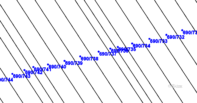 Parcela st. 690/737 v KÚ Blatnice pod Svatým Antonínkem, Katastrální mapa
