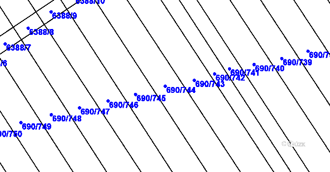 Parcela st. 690/744 v KÚ Blatnice pod Svatým Antonínkem, Katastrální mapa
