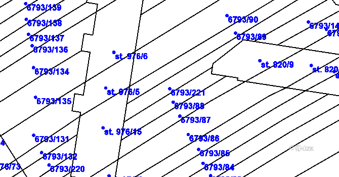 Parcela st. 6793/221 v KÚ Blatnice pod Svatým Antonínkem, Katastrální mapa