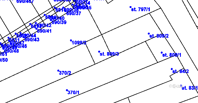 Parcela st. 809/3 v KÚ Blatnice pod Svatým Antonínkem, Katastrální mapa