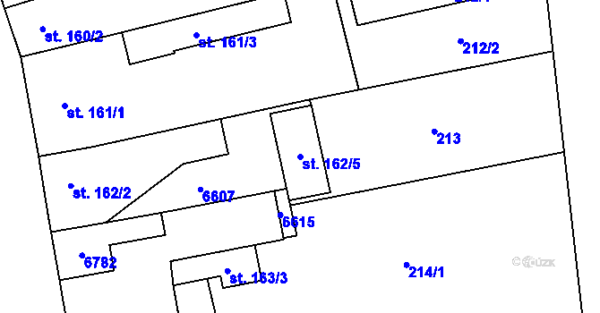 Parcela st. 162/5 v KÚ Blatnice pod Svatým Antonínkem, Katastrální mapa