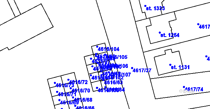 Parcela st. 4616/105 v KÚ Blatnice pod Svatým Antonínkem, Katastrální mapa