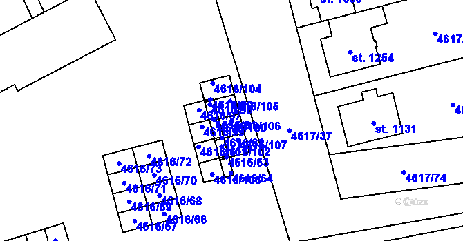 Parcela st. 4616/106 v KÚ Blatnice pod Svatým Antonínkem, Katastrální mapa