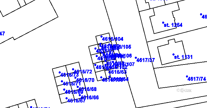 Parcela st. 4616/100 v KÚ Blatnice pod Svatým Antonínkem, Katastrální mapa