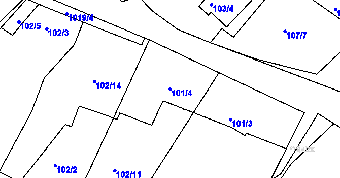 Parcela st. 101/4 v KÚ Blatnice, Katastrální mapa