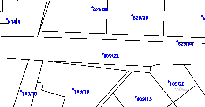Parcela st. 109/22 v KÚ Blatnice, Katastrální mapa