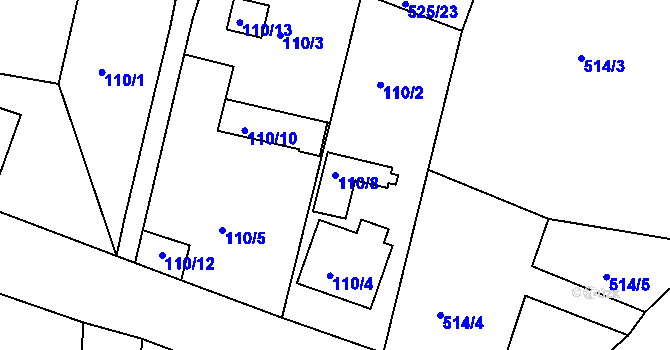 Parcela st. 110/8 v KÚ Blatnice, Katastrální mapa