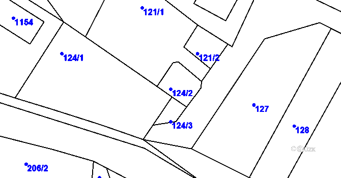 Parcela st. 124/2 v KÚ Blatnice, Katastrální mapa