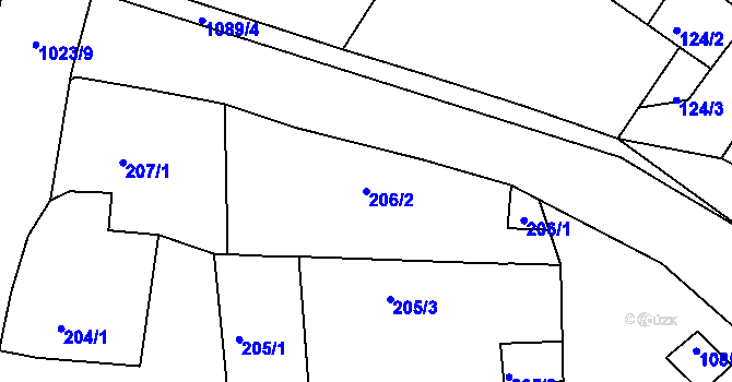 Parcela st. 206/2 v KÚ Blatnice, Katastrální mapa