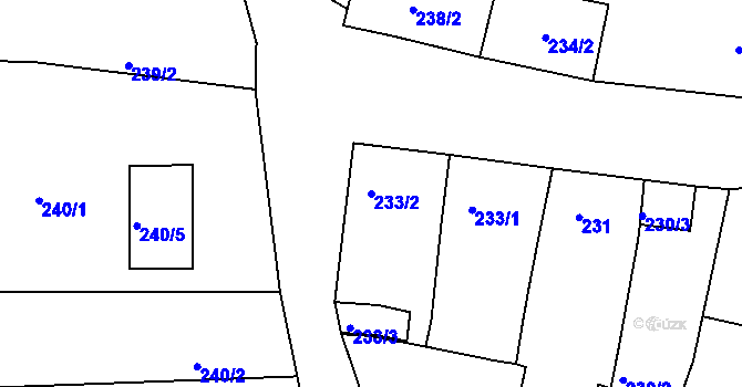 Parcela st. 233/2 v KÚ Blatnice, Katastrální mapa