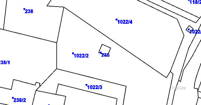 Parcela st. 235 v KÚ Blatnice, Katastrální mapa