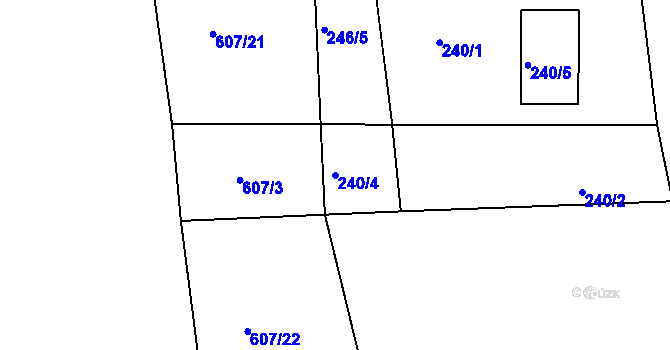 Parcela st. 240/4 v KÚ Blatnice, Katastrální mapa