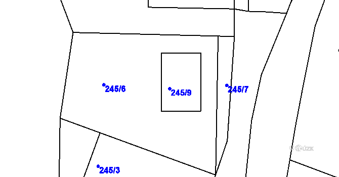 Parcela st. 245/9 v KÚ Blatnice, Katastrální mapa